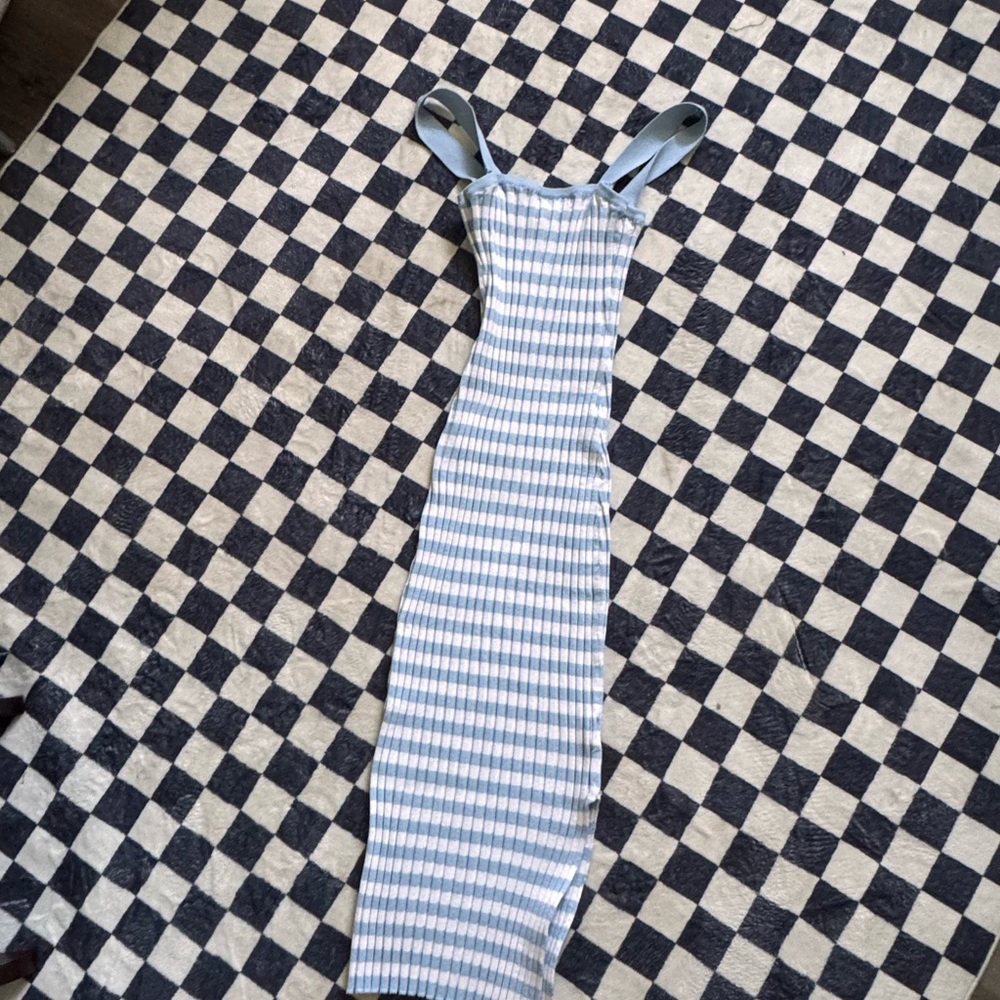 Blue and White Striped Maxi Dress